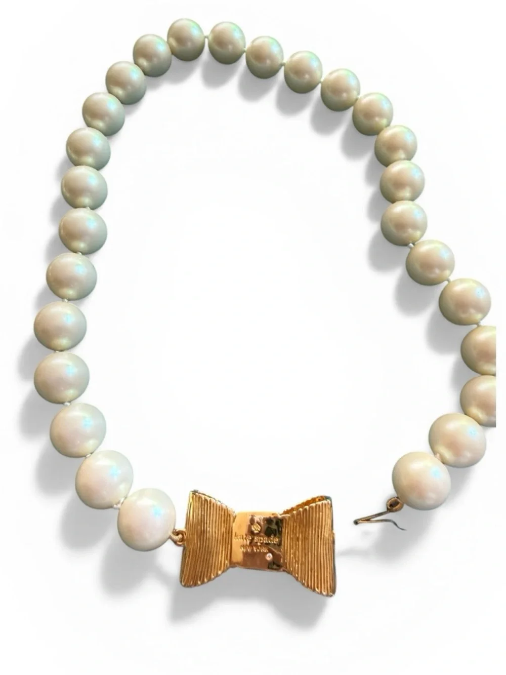 Kate Spade Pearl Bead Necklace and Bracelet Set with Gold Bow Clasp - Picture 3 of 6